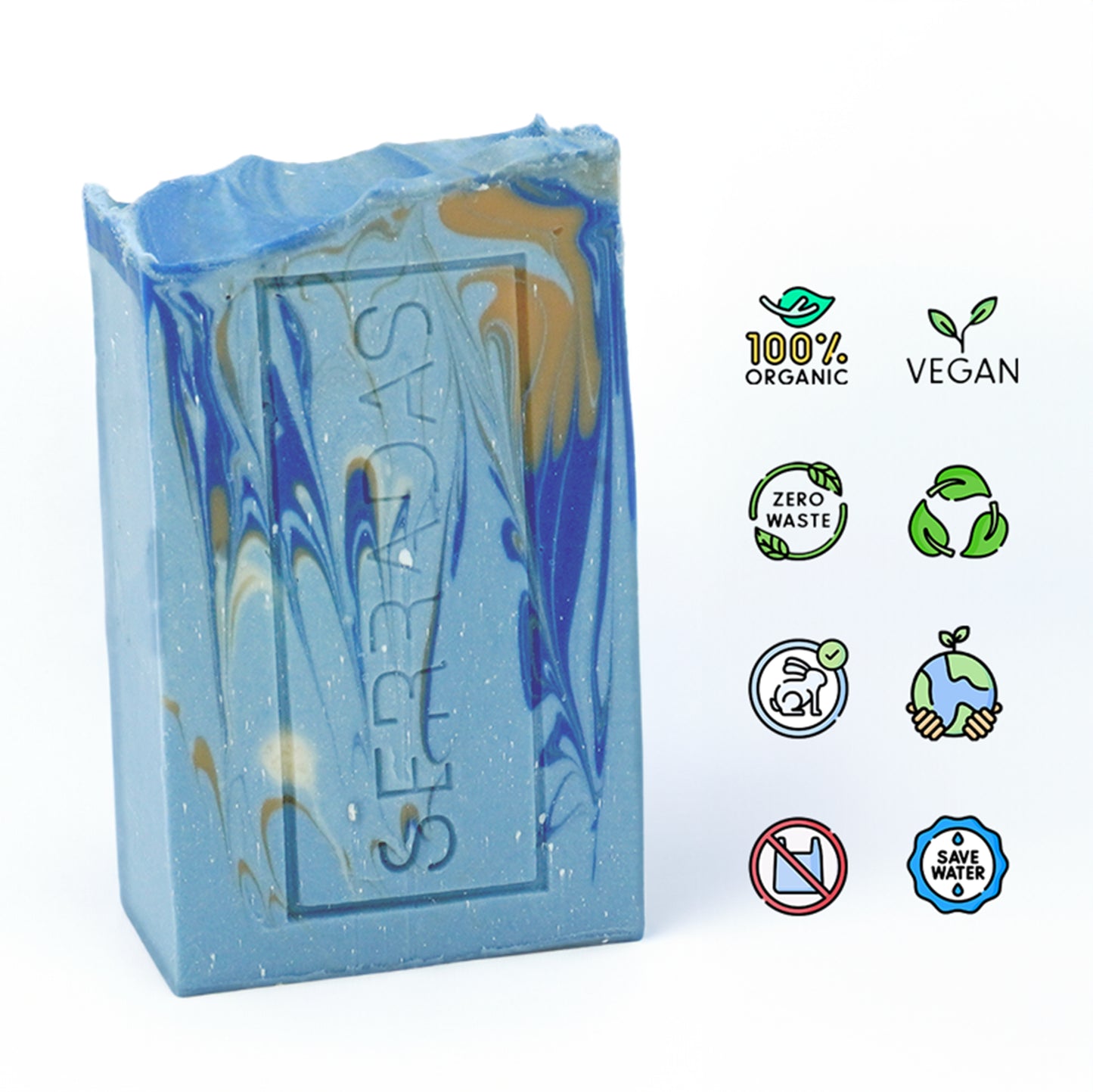Sabonete Artesanal e Natural azul dourado Vegan Organic zero waste